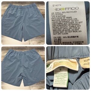 ExOfficio Tech Shorts Men’s XL Blue Gray Zip Pockets Hiking Casual (Inseam 7)